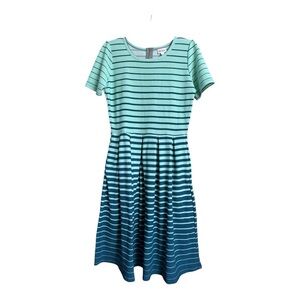 LuLaRoe “Amelia” Fit & Flare Dress, Mint/Blue, Sz Large, NWT